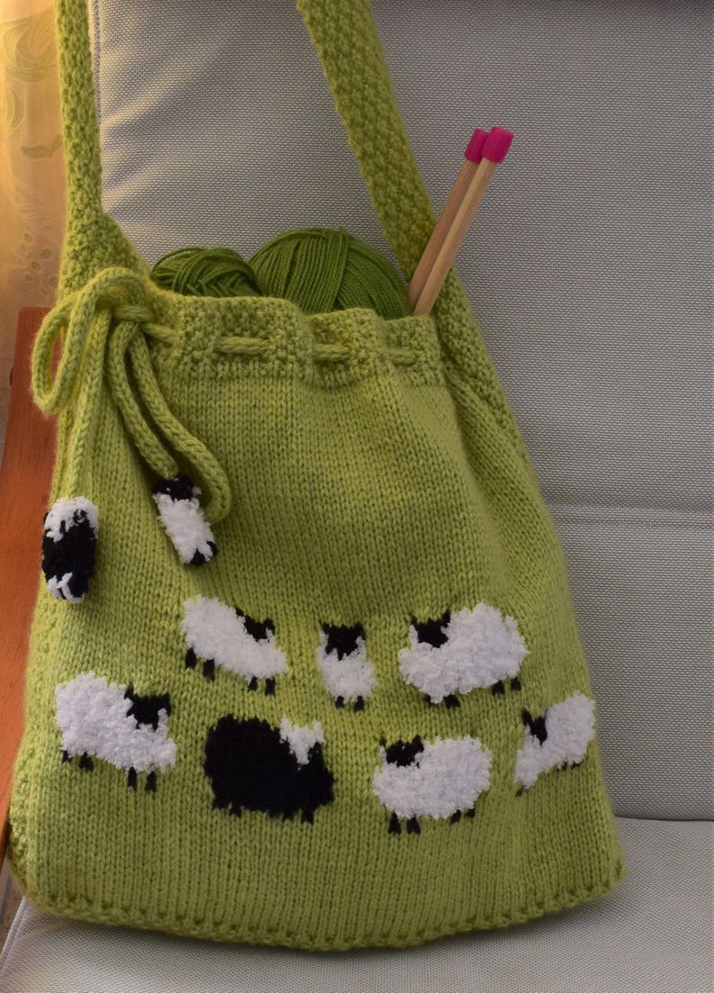 Bag Knitting Pattern, Knitting bag Pattern, Handmade Tote Bag, Sheep Shoulder Bag, Sheep Handbag, Knitted Sheep Bag, Pdf download image 3