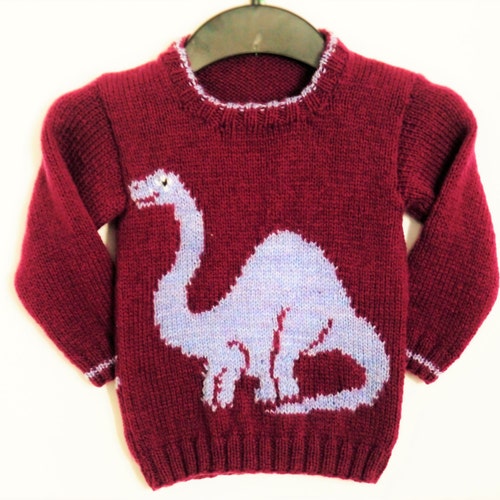 Knitting Pattern for Baby Dinosaur Sweater and Hat Aran - Etsy