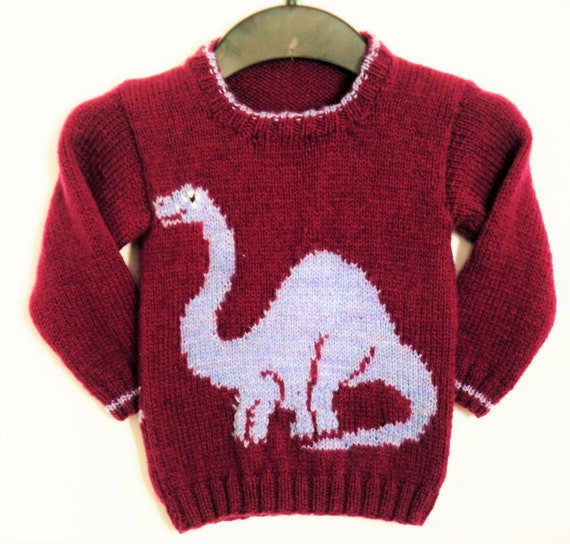 Knitting Pattern for Sweater with Dinosaur Jumper Knitting | Etsy