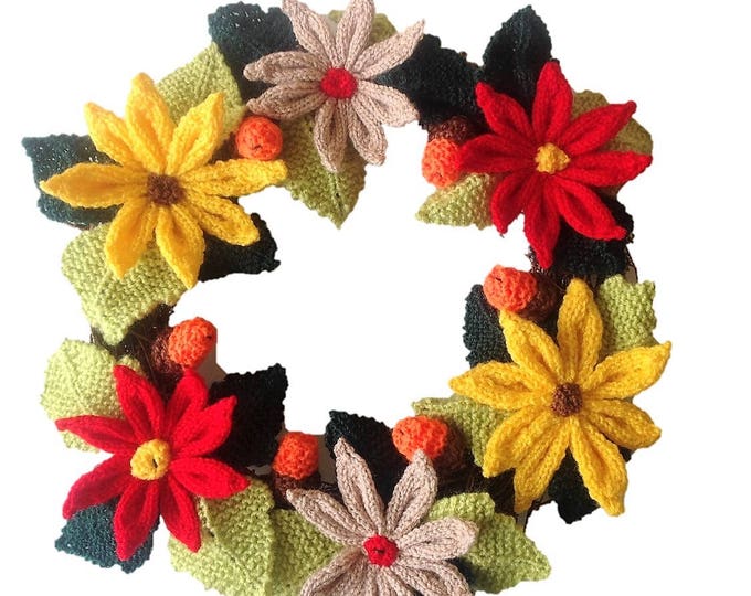 Knitting pattern for Christmas Wreath, Festive Xmas Decoration, pdf digital download