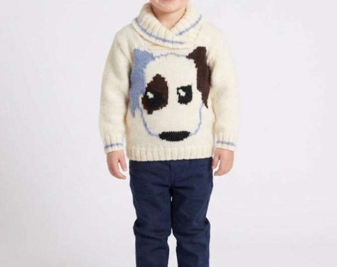 Puppy Dog Sweater Knitting Pattern, Children's Sizes 1-5 Years (Digital Download)