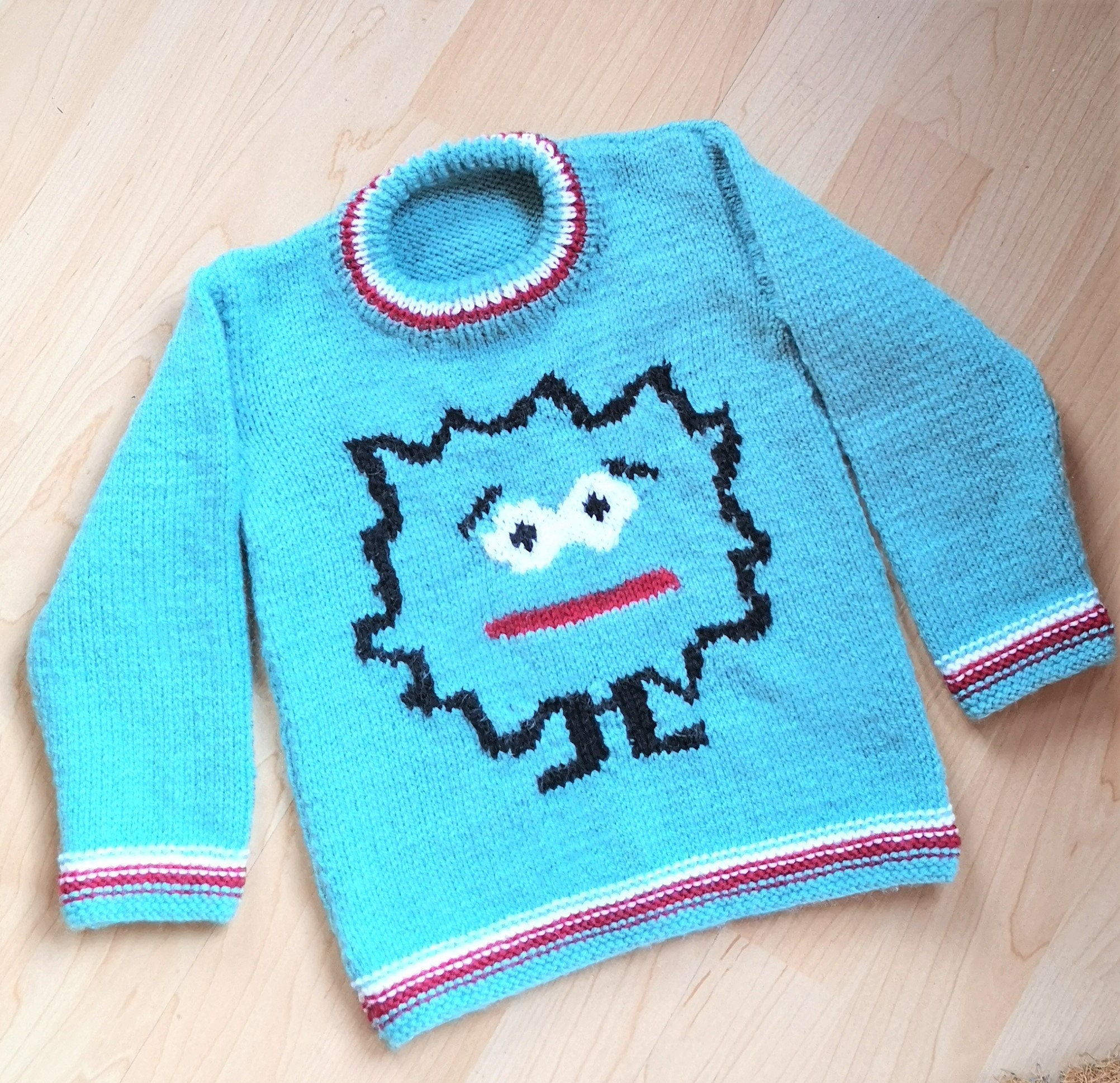 Knitting Pattern Monster Child's Sweater Monsters Boys Etsy Australia