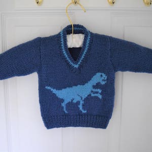 Knitting Pattern for Boys and Girls Dinosaur V-neck Tops, Velociraptor ...
