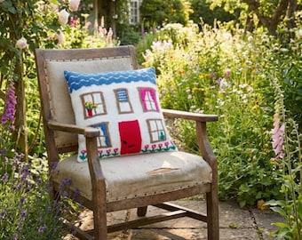 House Pillow Knitting Pattern: Intarsia & Fair Isle (PDF Download)