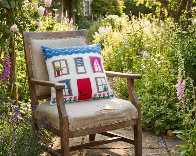 House Pillow Knitting Pattern: Intarsia & Fair Isle (PDF Download)