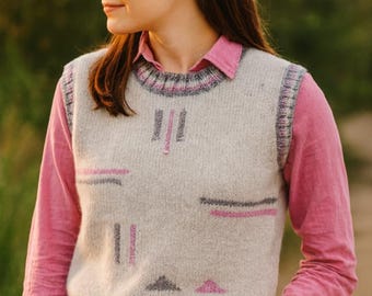 Ladies Crew Neck Patterned Tank Top Knitting Pattern, Aran Yarn, S-XXXL (PDF Digital Download)