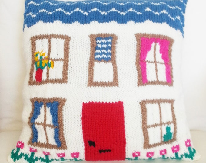 House Pillow Knitting Pattern: Intarsia & Fair Isle (PDF Download)