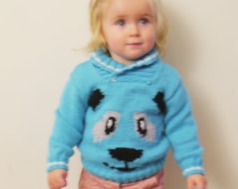 Panda Jumper Knitting Pattern, Intarsia Chart for Kids (Digital PDF)