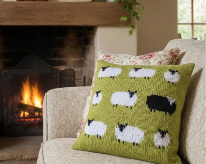 Sheep Cushion Knitting Pattern: Aran/Worsted Yarn Pillow (PDF Pattern)