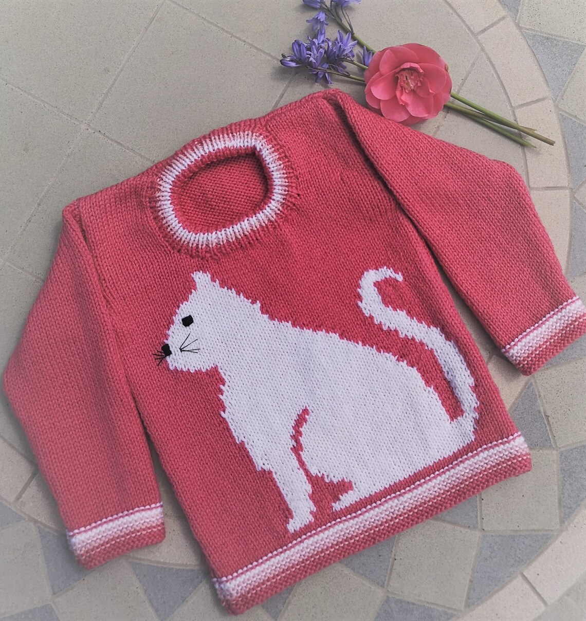 Knitting Pattern Cat Child's Sweater Cat Motif for Etsy UK