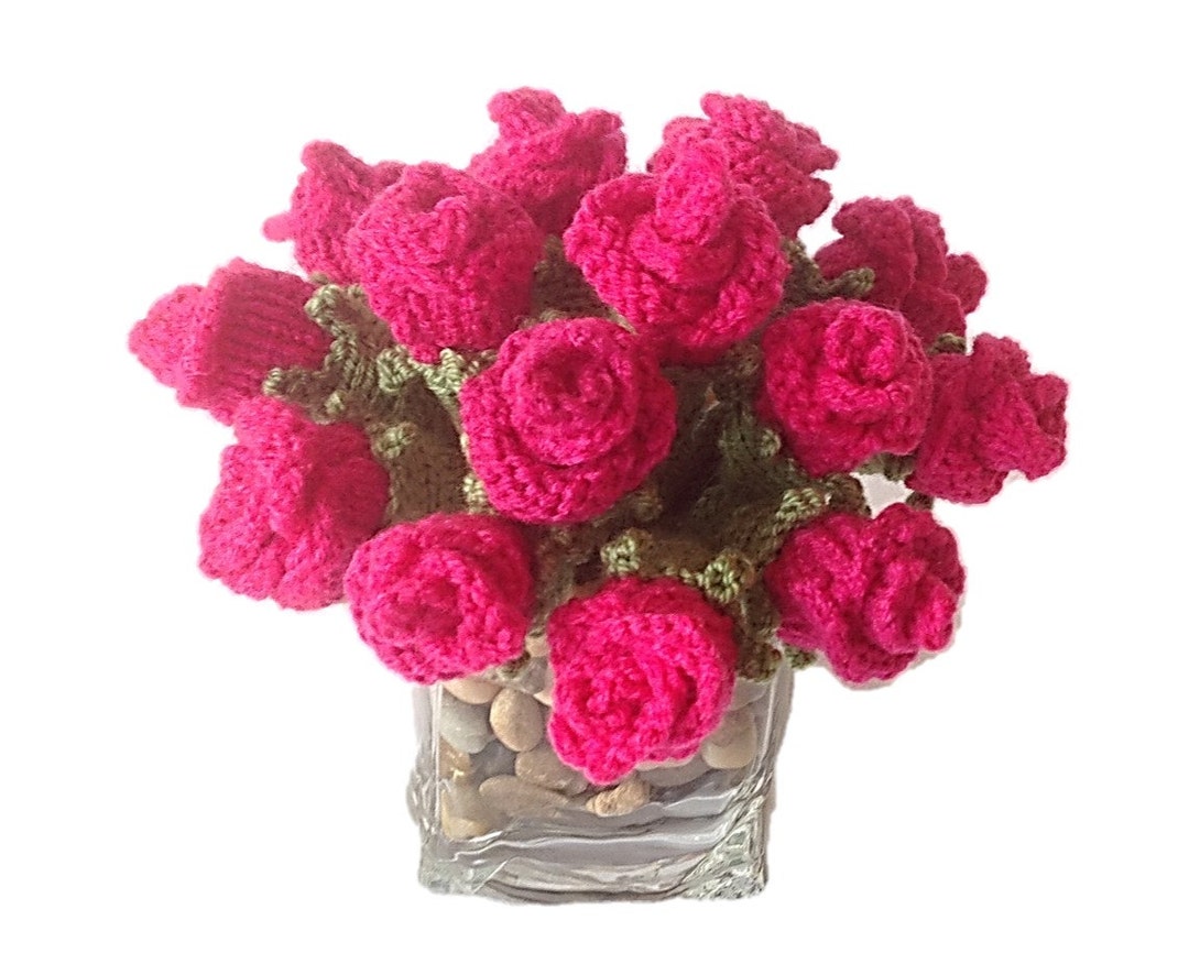 Knitting Pattern for Roses, Knitted Rose Buds, Flower Knitting Pattern