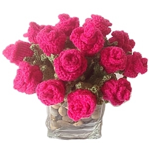 Knitting pattern for roses, Knitted rose buds, flower knitting pattern, knitted floral display, knitted flower display, knitted flower gift,