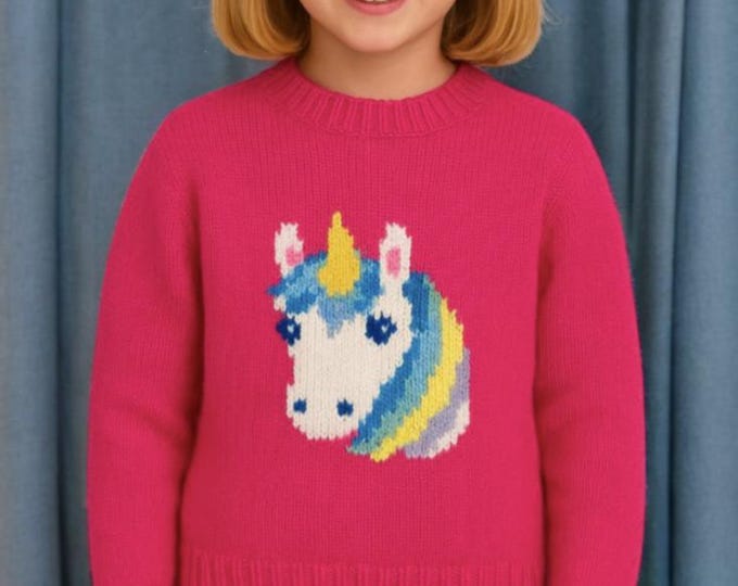 Unicorn Chunky Knit Sweater Pattern: Child Sizes 4-11 (Digital Download)