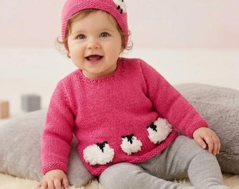 Baby Sheep Sweater and Hat Knitting Pattern: DK Yarn, 0-18 Months (Digital Download)