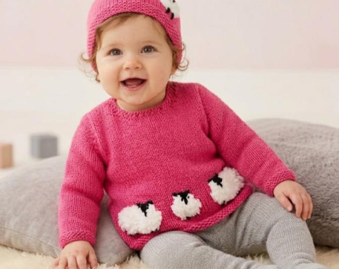 Baby Sheep Sweater and Hat Knitting Pattern: DK Yarn, 0-18 Months (Digital Download)