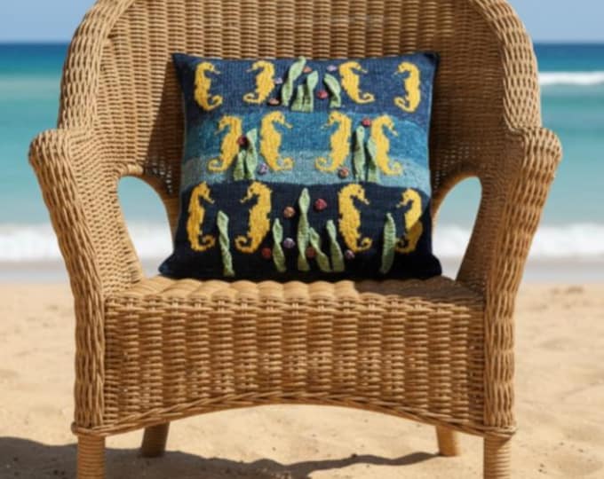 Sea Horse Cushion Knitting Pattern: Underwater Seaside Pillow (PDF Download)