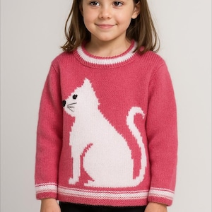 Knitting Pattern: Cat Sweater, Child's Jumper, DK yarn (2-7 Years) (PDF Pattern)
