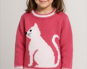 Knitting Pattern: Cat Sweater, Child's Jumper, DK yarn (2-7 Years) (PDF Pattern)