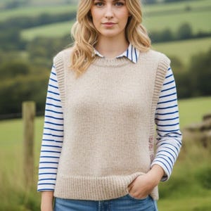 Ladies Slipover Tabard Knitting Pattern, Aran Yarn (PDF Digital Download)