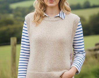 Ladies Slipover Tabard Knitting Pattern, Aran Yarn (PDF Digital Download)