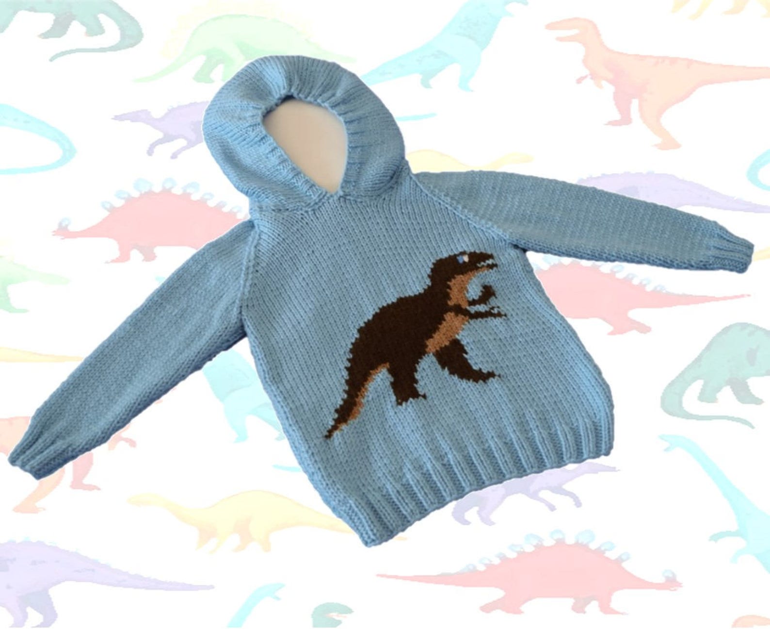 Knitting Pattern for Dinosaur Child's Hoodietyrannosaurus - Etsy