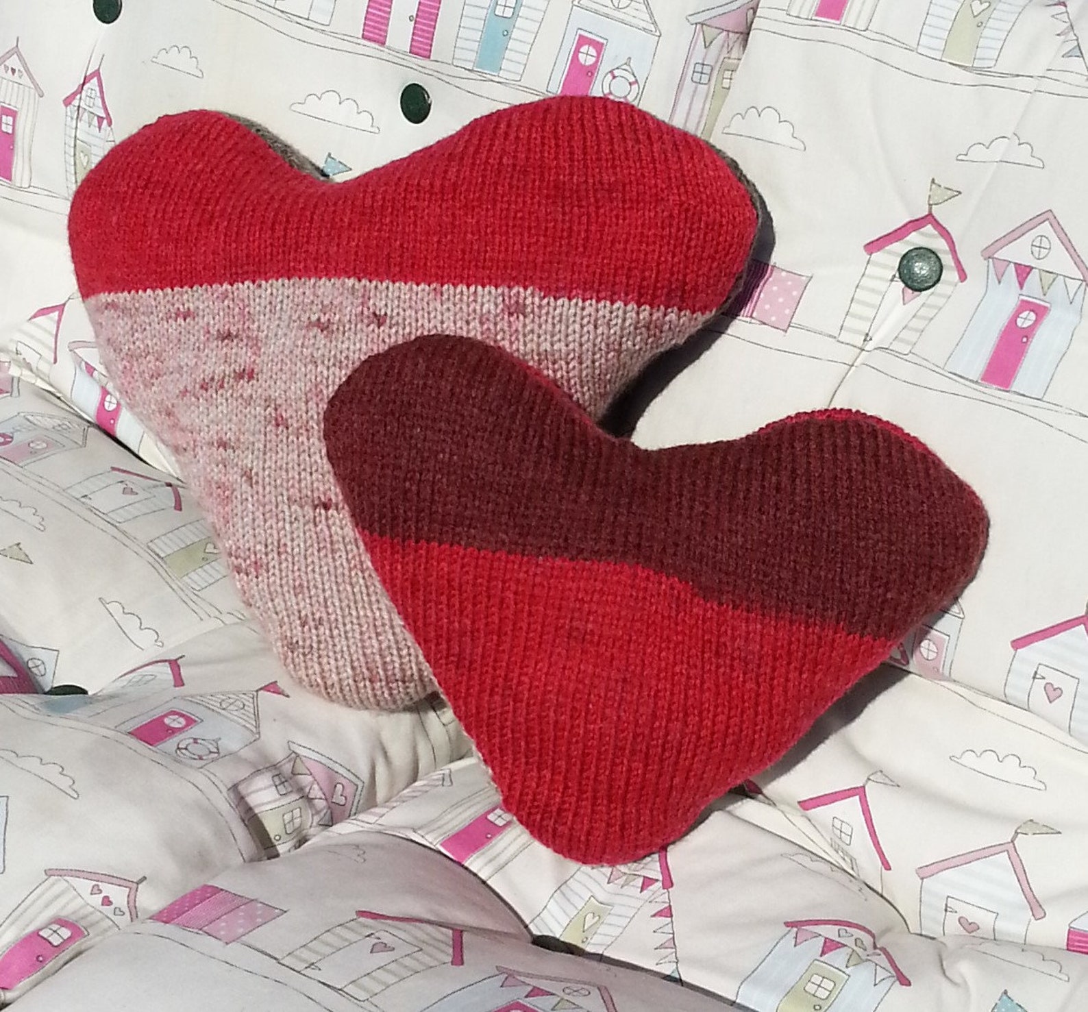 Heart Pillows Knitting Pattern Hearts Cushion Pdf Download Etsy