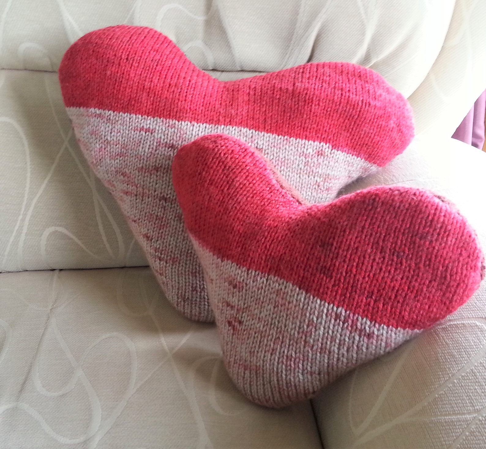 Heart Pillows Knitting Pattern Hearts Cushion pdf download Etsy