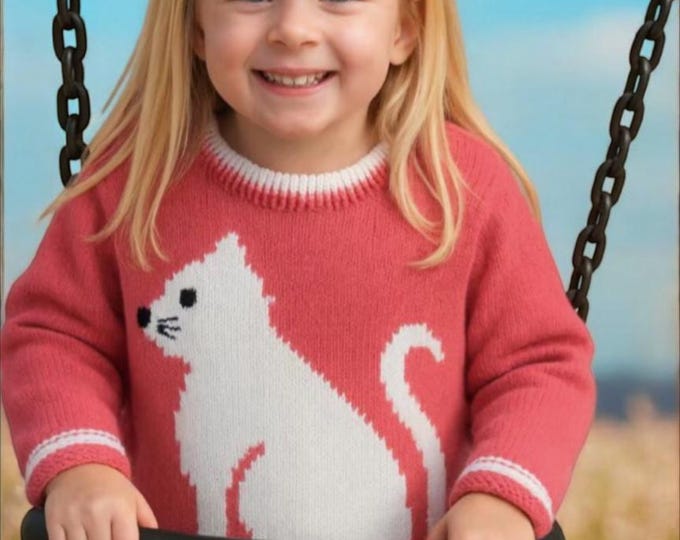 Knitting Pattern: Cat Sweater, Child's Jumper, DK yarn (2-7 Years) (PDF Pattern)