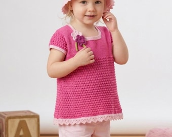 Girl's Knitting Pattern: Sun Hat and Summer Lacey Top, Lightweight Cotton, 0-7 years