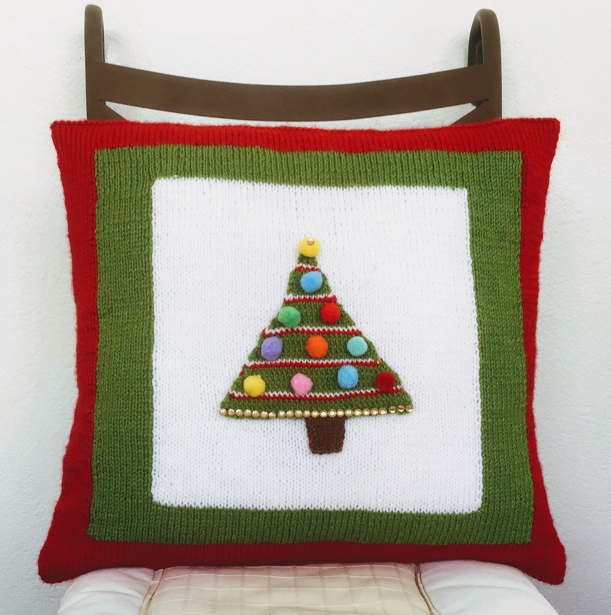 Knitting Pattern Christmas Tree Cushion Pillow With Etsy UK