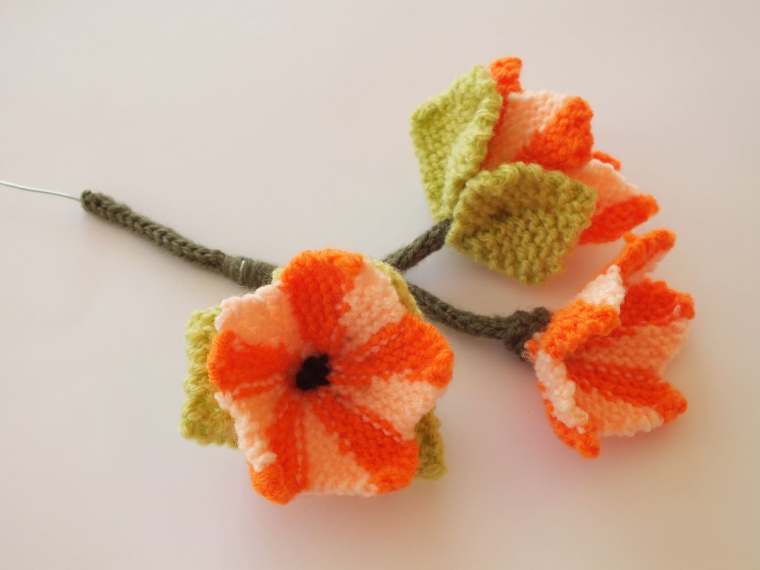 Knitting Pattern for Flower Hanging Basket Flowers and Leaves Etsy UK