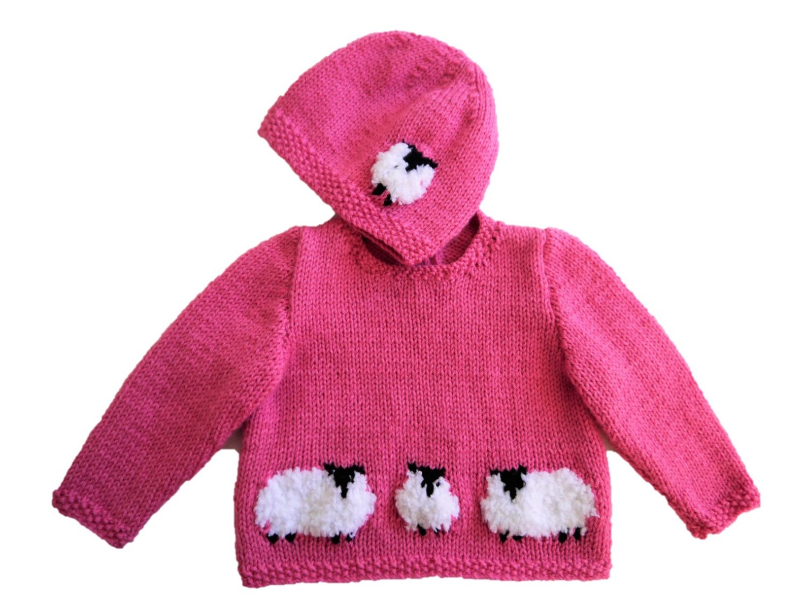 Knitting Pattern for Baby Sheep Sweater and Hat 018 Months, Sheep Jumper and Hat for Boy or