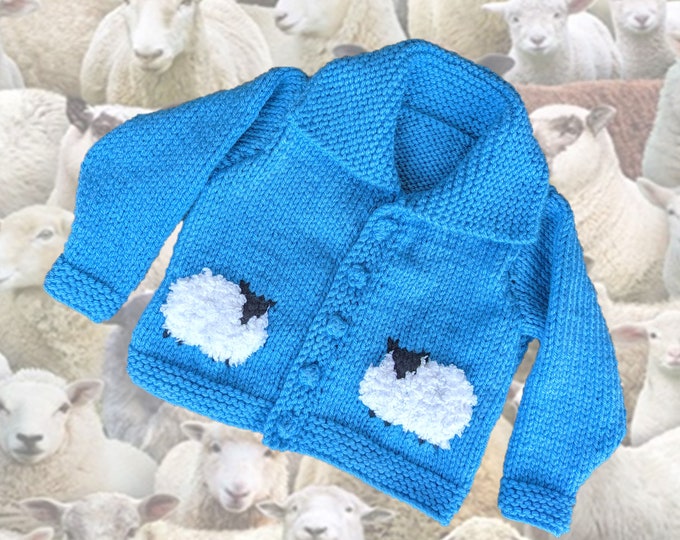 Knitting Pattern for ages 1 -11 years. Chunky Sheep Child. Toddlers Jacket, Boys and Girls fun knit, Quick Knit Pattern Printable Download