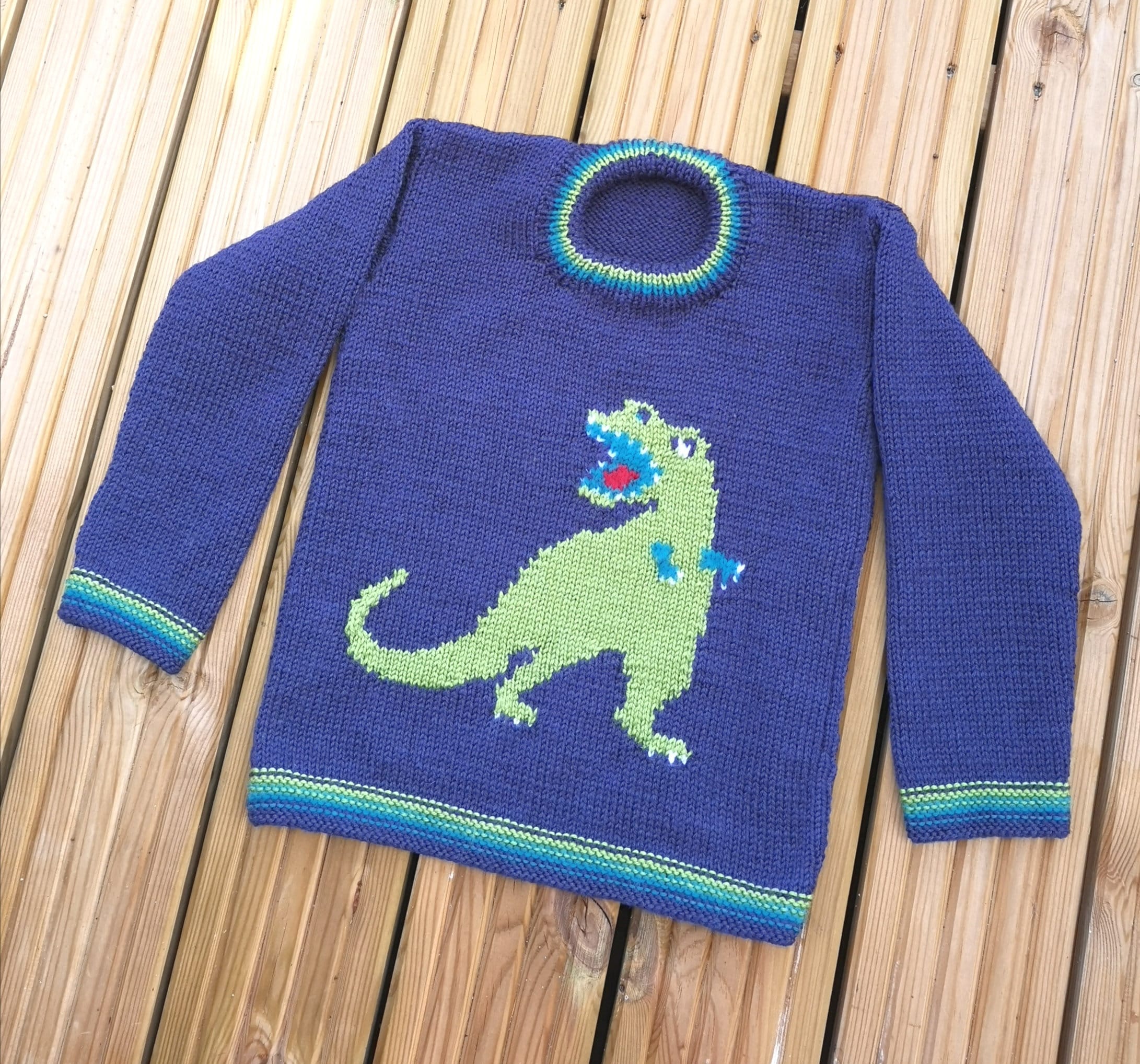 Knitting Pattern Dinosaur Child's Sweater TRex