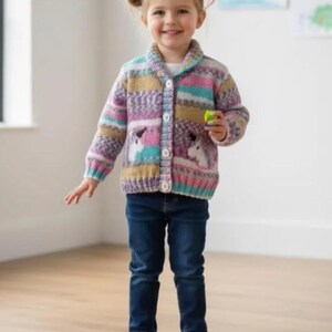 Knitted Unicorn Cardigan Pattern: Child's Jacket, Self-patterning DK yarn 1-7 years (Digital Pattern) image 2
