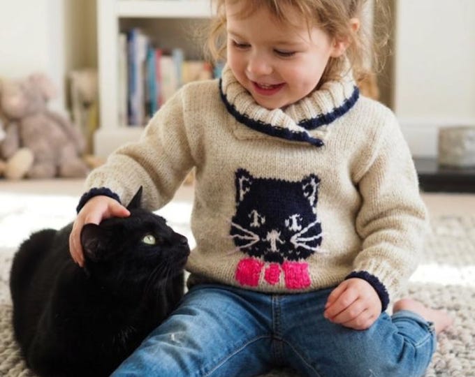 Cat and Mice Sweater Knitting Pattern for child 1-5 years (PDF Download)