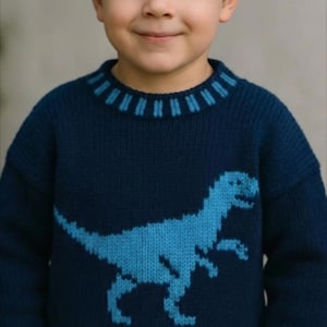 Velociraptor Dinosaur Sweater and Hat Knitting Pattern:  4-13 Years, Aran/Worsted yarn (Digital Download)