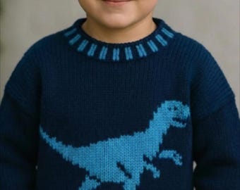 Velociraptor Dinosaur Sweater and Hat Knitting Pattern:  4-13 Years, Aran/Worsted yarn (Digital Download)