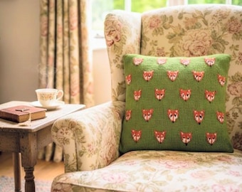 Fox Cushion Knitting Pattern: Double Knit Pillow Cover (Digital Pattern)
