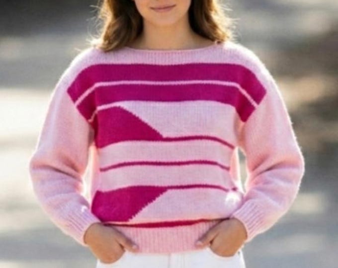 Ladies Striped Sweater Knitting Pattern, DK Yarn (PDF Digital Download)