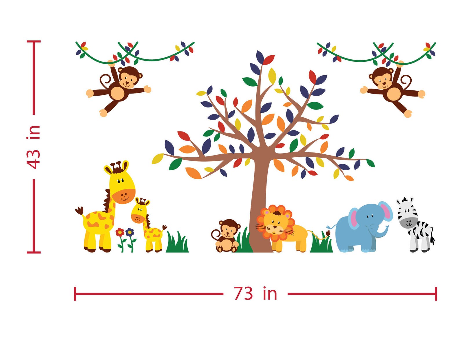 Jungle Animal Safari Wall Decals Kids Stickers Peel Stick Etsy