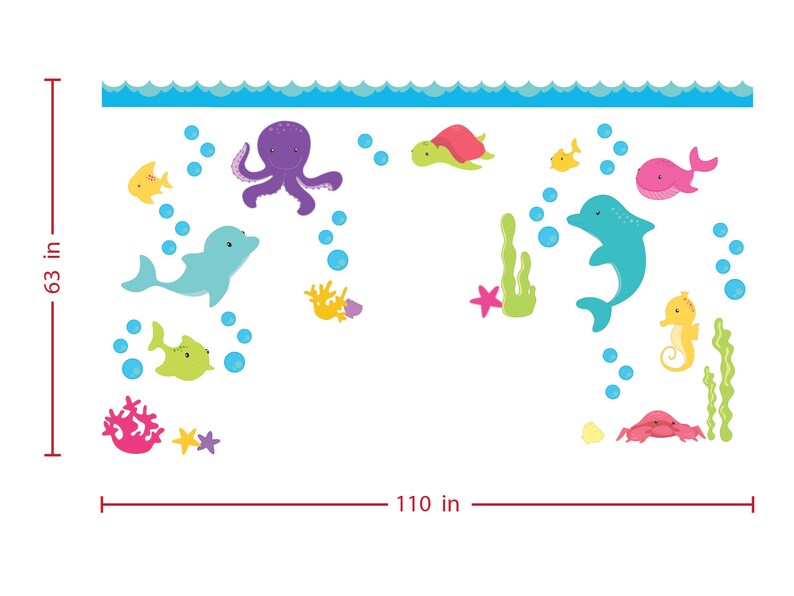 Ocean Theme Nursery Ocean Wall Decals Ocean Kids Room Ocean Etsy