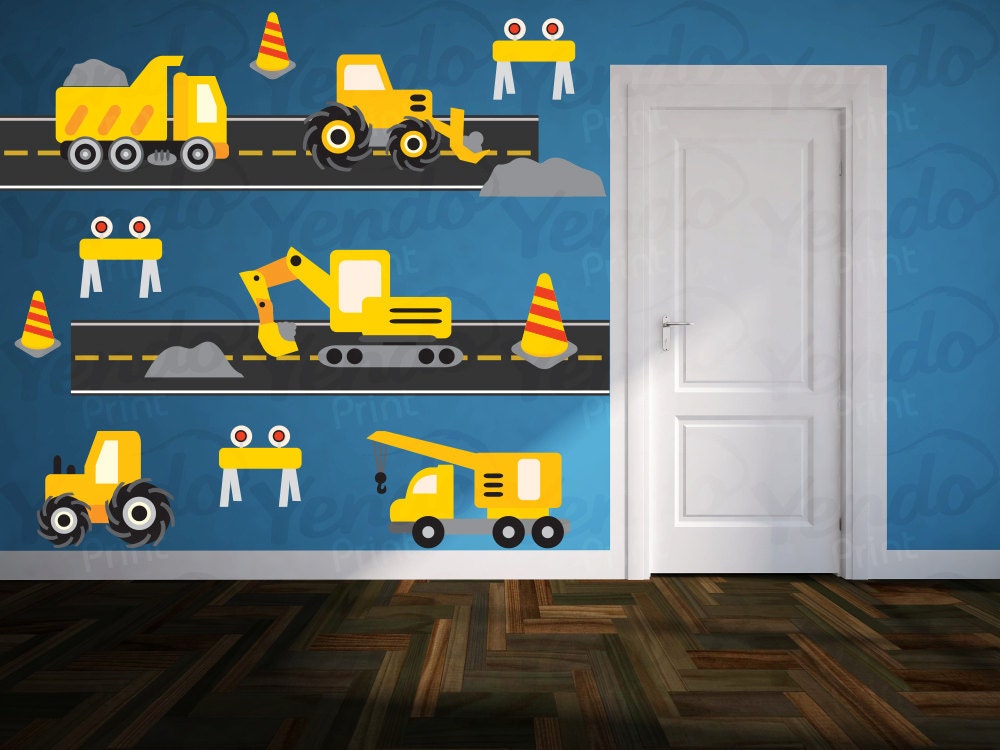 Construction Truck Decal Boys Nursery Decals Children Wall Etsy