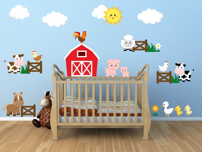 Kids Room Wall Decals Farm Animal Nursery Decor