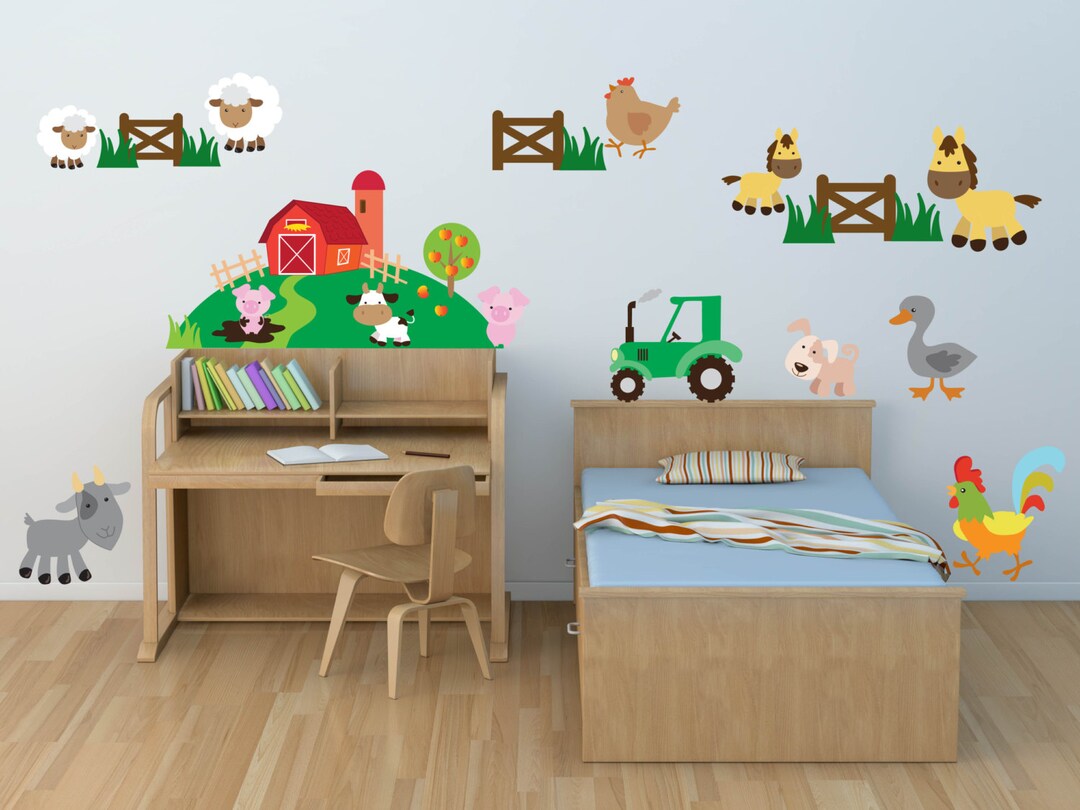 Farm Animal Wall Decals Kids Wall Stickers Peel Stick Removable Vinyl