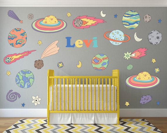 outer space nursery wall decals personalized name wall | etsy