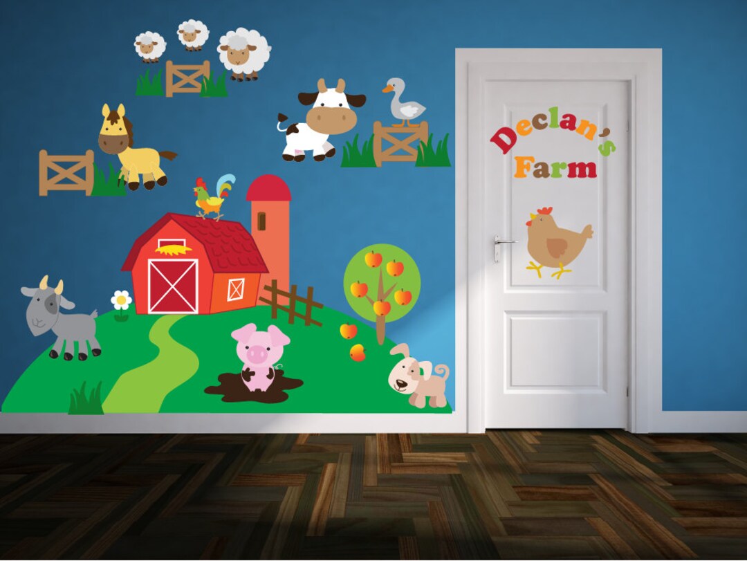 Farm Animal Wall Decals Kids Wall Stickers Peel Stick Etsy
