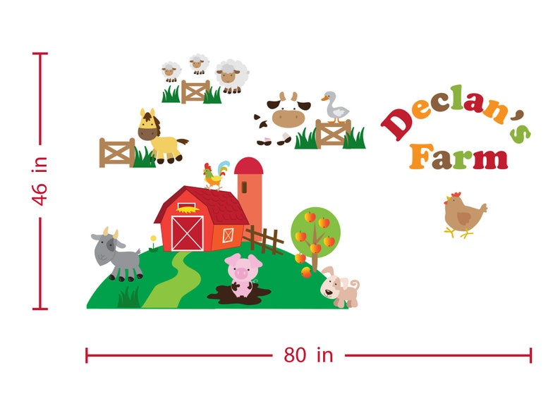 Farm Animal Wall Decals Kids Wall Stickers Peel Stick Etsy