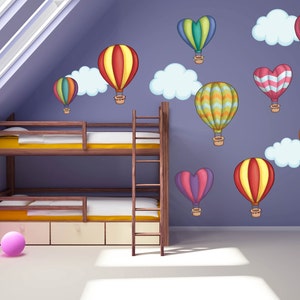 Hot Air Balloon Monogram Wall Decals Kids Stickers Peel Stick Removable Vinyl Art Kids Bedroom Nursery Baby Room Classroom Custom YP1405