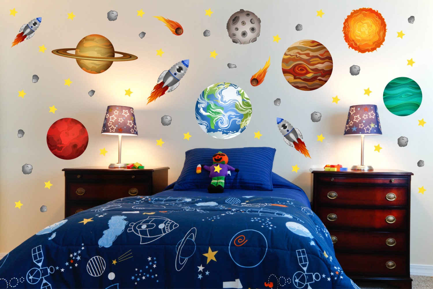 Space Solar System Outer Planets Wall Decal Kids Room Bedroom Sticker Decor CB